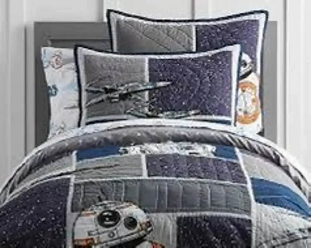 Pottery Barn Kids Star Wars Droid Queen/Full Quilt + 1 Sham R2D2 BB8 X-Wing
